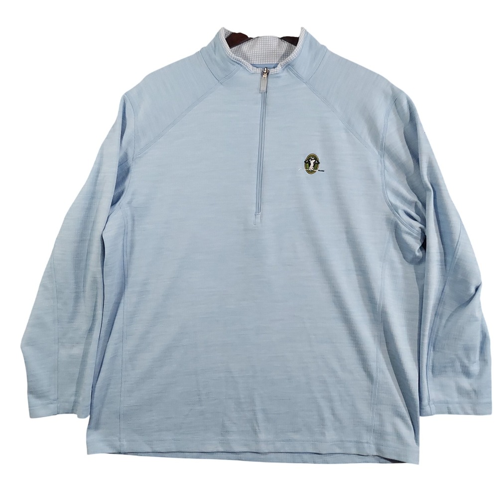 IBKUL Quarter Zip Pullover Mens XL Light Blue Stonewall Links UPF 50+ Sun Shirt